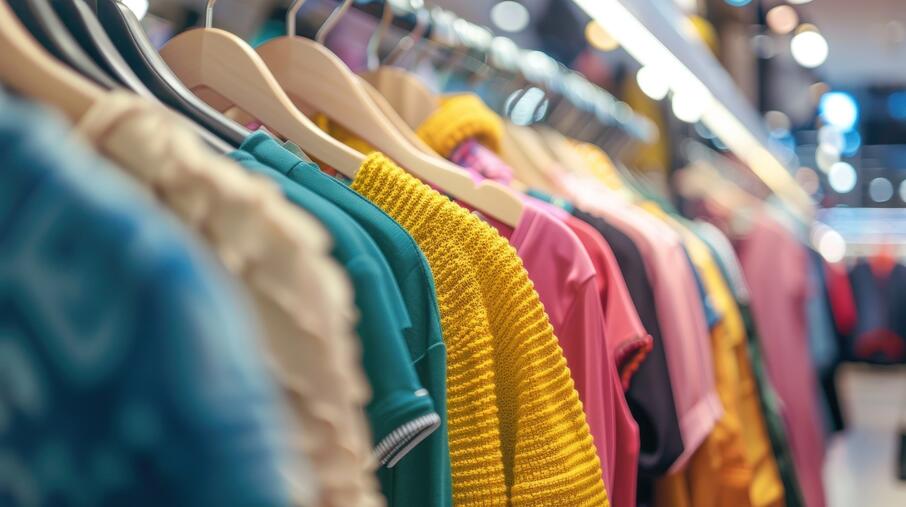 winkel met kledingstukken aan hangers