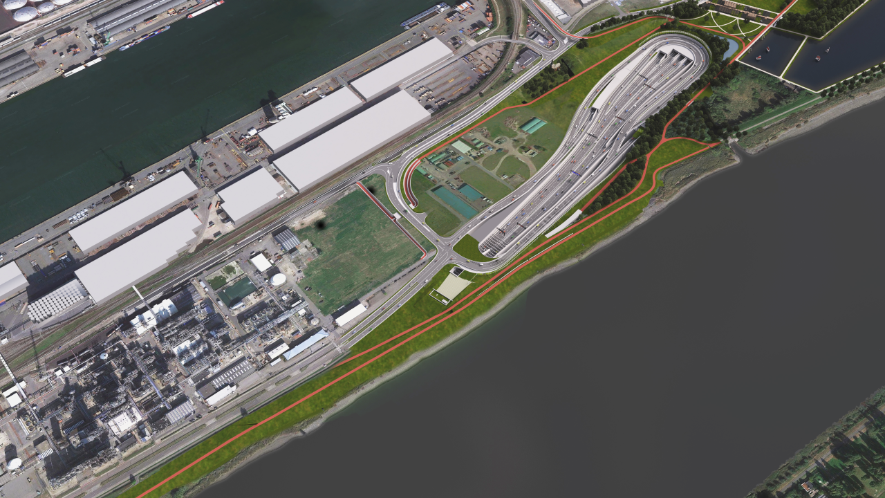Toekomstbeeld Oosterweelknoop Bovenaanzicht Schelde